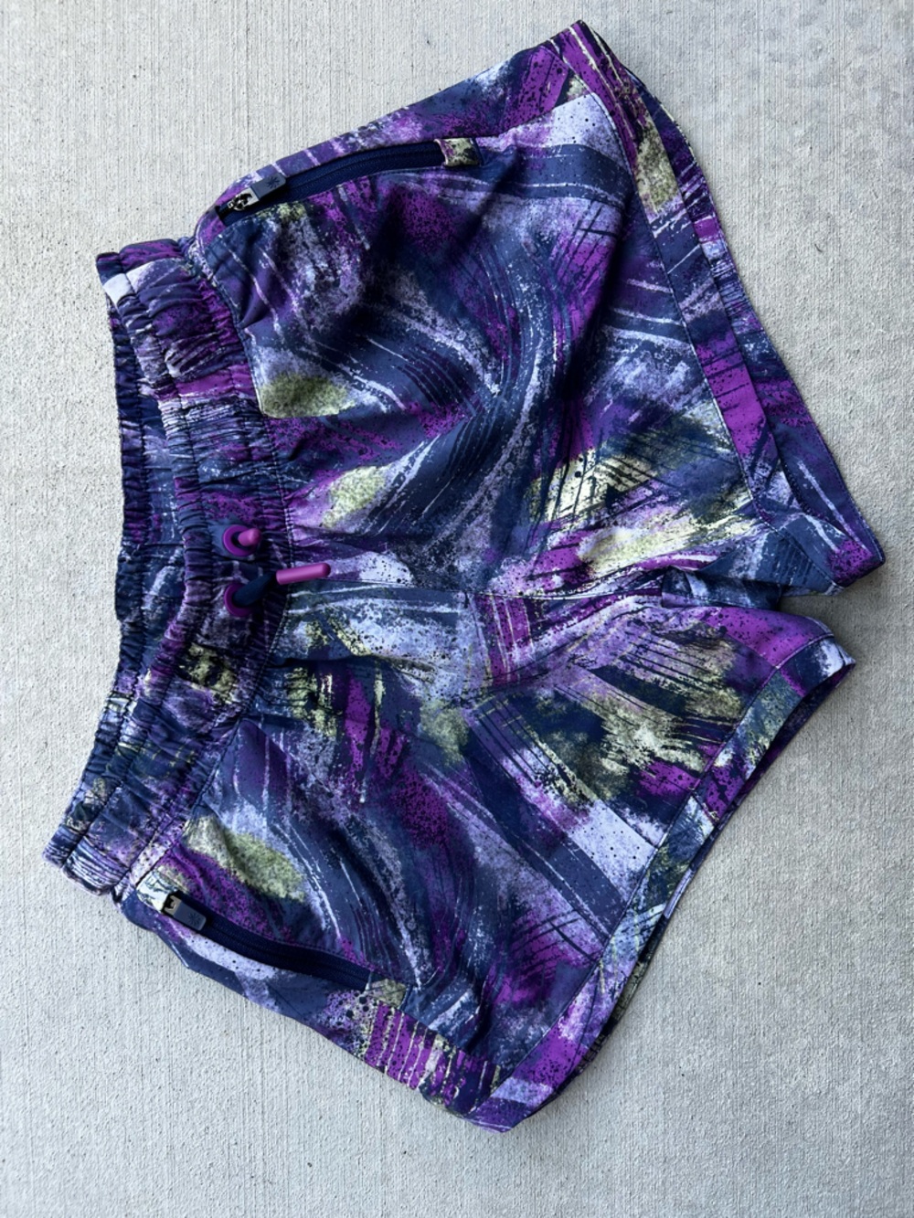 Athleta Simone Biles Purple & Navy Abstract Athletic Shorts Girls (L)